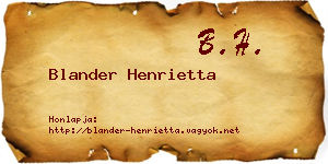 Blander Henrietta névjegykártya